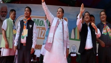 India News | BJP Chief JP Nadda Addresses Massive Rally for Upcoming Mizoram Assembly Elections