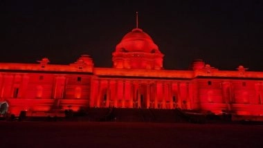 Entertainment News | Rashtrapati Bhawan Lit in Red as Part of the 'Go Red' Campaign for Dyslexia Awareness Month