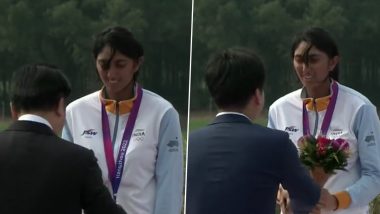 Aditi Ashok Receives Historic Silver Medal After Becoming First Indian Woman Golfer To Secure Podium Finish in Asian Games (Watch Video)