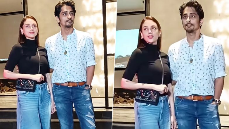 Aditi Rao Hydari Attends Screening of Rumoured Boyfriend Siddharth’s Film Chithha (Watch Video)