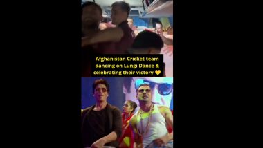 Afghanistan Cricket Team Dance To Shah Rukh Khan’s ‘Lungi Dance’ On Team Bus After Defeating Pakistan In ICC World Cup 2023 In Chennai (Watch Video)