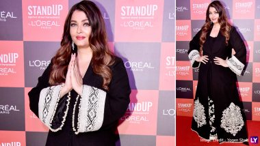 Aishwarya Rai Bachchan Misses the Fashion Mark in an All-Black Cloak-Like Outfit for an Event in Mumbai (View Pics)