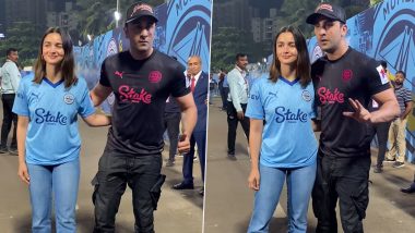 Alia Bhatt and Ranbir Kapoor Flash Bright Smiles As They Arrive for Indian Super League Match in Mumbai (Watch Video)