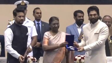 69th National Film Awards: Allu Arjun Receives Best Actor Award for Pushpa–The Rise (Watch Video)