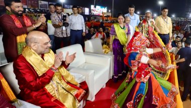 Navratri 2023: Amit Shah Joins 'Kesariya Garba' Festivities in Gujarat's Gandhinagar On First Day of Nine Days of Festival (See Pics)