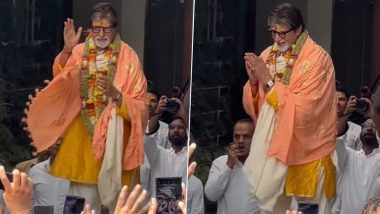 Amitabh Bachchan Birthday: Shehenshah of Bollywood Greets Fans and Media With Folded Hands Who Came to Wish Him Outside His Residence! (Watch Video)