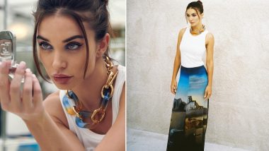 Amy Jackson Flaunts Shimmery Eye Makeup in White Tank Top and Printed Maxi Skirt at Rabanne Fashion Show (See Pics)