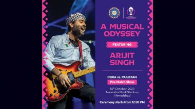 ICC World Cup 2023: Arijit Singh To Kickstart Glittering Ceremony at Ahmedabad’s Narendra Modi Stadium Before India vs Pakistan Match!