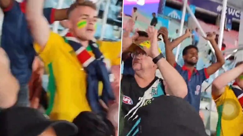 Australian Fan Shouts ‘Ganpati Bappa Morya….. Vande Mataram’ During AUS vs SL Cricket World Cup 2023 Match in Lucknow, Video Surfaces