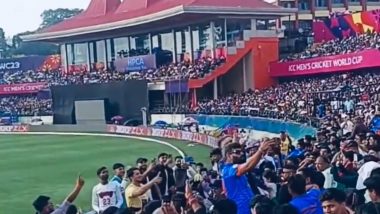 Australian Fan Chants 'Bharat Mata ki Jai...Jay Shree Ram' During AUS vs NZ ICC Cricket World Cup 2023 Match in Dharamsala, Video Goes Viral