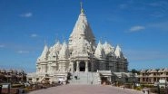 Largest Hindu Temple in US 'BAPS Swaminarayan Akshardham' Inaugurated in New Jersey, Now Open for Public (Watch Video)
