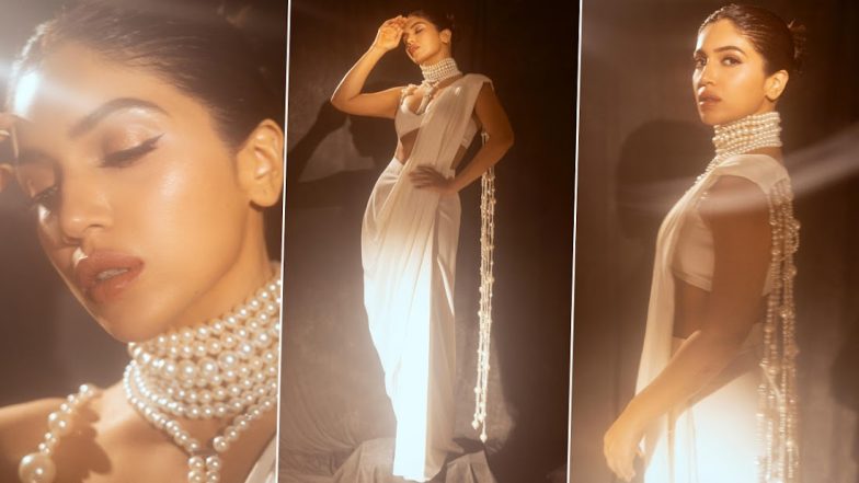 Bhumi Pednekar Radiates Beauty and Grace in White Saree With Pearl Detailing (See Pics)