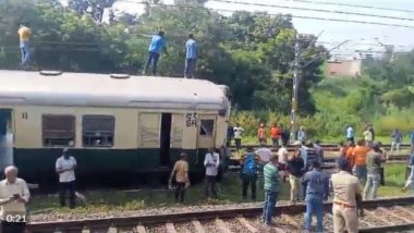 Chennai Train Derails: Four Empty Coaches of Electric Multiple Unit Derail Near Suburban Avadi, No Injuries Reported (Watch Video)