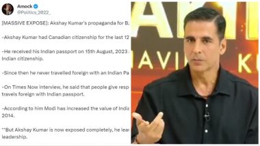 Fact Check: Has Akshay Kumar NOT Travelled Abroad Since He Got His Indian Passport in August 2023? Here's The Truth About the Viral Claim!