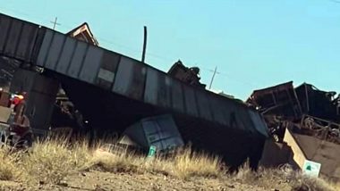 US Train Derailment: Cargo Train Derails on Overpass Near Pueblo in Colorado, One Vehicle Crushed on I-25 (See Pics and Videos)