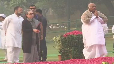 Indira Gandhi Death Anniversary 2023: Mallikarjun Kharge, Sonia Gandhi and Rahul Gandhi Pay Tributes to Former Prime Minister at Shakti Sthal (Watch Video)