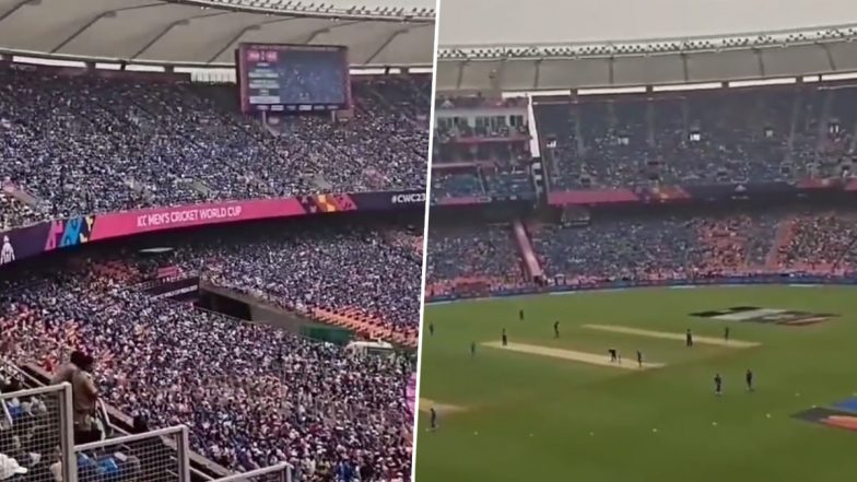 Over One Lakh Fans Sing 'Jai Shree Ram' During India vs Pakistan CWC 2023 Match at Narendra Modi Stadium, Video Goes Viral