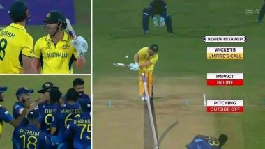 David Warner Unhappy After DRS Upholds On-Field Umpire's Call of Out During AUS vs SL ICC Cricket World Cup 2023 Match (Watch Video)