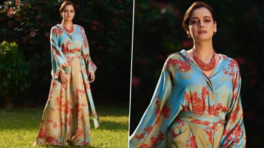 Dia Mirza Aces Casual Chic Style in Blue and Red Floral Maxi Dress (See Pics)