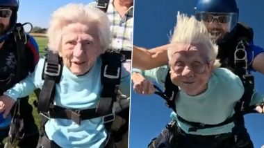 Oldest Person to Skydive World Record: Dorothy Hoffner Sets Unique Guinness World Record at the Age of 104 (Watch Video)