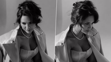 Esha Gupta Raises Hotness Quotient As She Flaunts Ample Cleavage in a Revealing Corset Top Paired With Oversized Blazer (See Video)