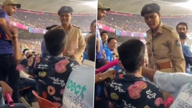 Fan Fights With Female Police Officer During IND vs PAK ICC Cricket World Cup 2023 Match in Ahmedabad’s Narendra Modi Stadium, Video Emerges