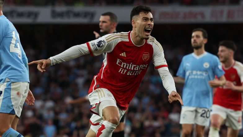 Arsenal 1–0 Manchester City, Premier League 2023–24: Gabriel Martinelli’s Late Strike Helps Gunners Snap Losing Streak Against Cityzens (Watch Goal Video Highlights)