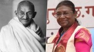 Gandhi Jayanti 2023: President Droupadi Murmu Extends Greetings to Citizens on 154th Birth Anniversary of Mahatma Gandhi, Says &lsquo;Let Us Pledge To Follow His Values and Teachings&rsquo;