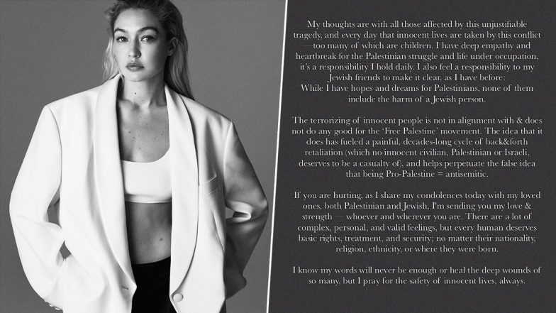 Gigi Hadid Breaks Silence On Hamas Attack, Condemns ‘Terrorising Of Innocent People’