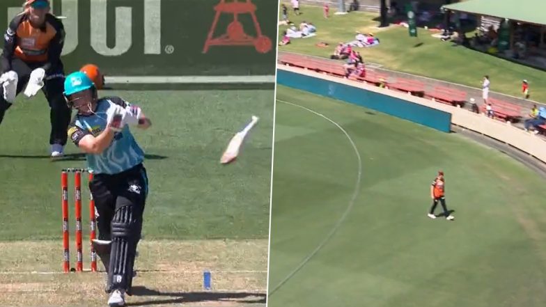 Extraordinary! Grace Harris Hits Huge Six With Broken Bat During Brisbane Heat vs Perth Scorchers WBBL 2023 Match, Video Goes Viral!