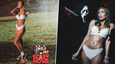 Halloween 2023: Hailey Bieber Opts for Carmen Electra’s Iconic Scary Movie Look, Shares Sexy Pics Flaunting Hot Bod in White Lace Bra and Panty