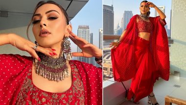 Hansika Motwani's Three-Piece Red Ethnic Outfit Serves Major Style Inspiration For Navratri 2023 Day 3 Fashion (See Pics)