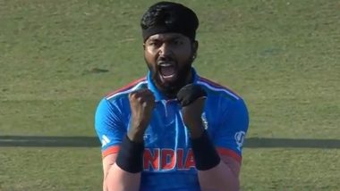 Hardik Pandya’s Aggressive Celebration After Castling Azmatullah Omarzai During IND vs AFG ICC Cricket World Cup 2023 Match Goes Viral! (Watch Video)