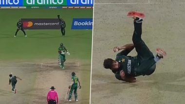 Stunner! Haris Rauf Takes Sensational One Handed Diving Catch to Dismiss Lungi Ngidi During PAK vs SA ICC Cricket World Cup 2023 Match (Watch Video)