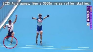 Oops! Early Celebration Costs South Korea’s Jung Cheol-Won Gold Medal in Men’s 3000m Roller Skating Relay Race at Asian Games 2023 (Watch Video)