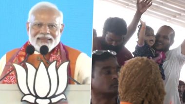 Telangana Assembly Elections 2023: PM Narendra Modi Extends His Blessings to ‘Pyaari Si Gudiya’ During Rally in Mahabubnagar (Watch Video)