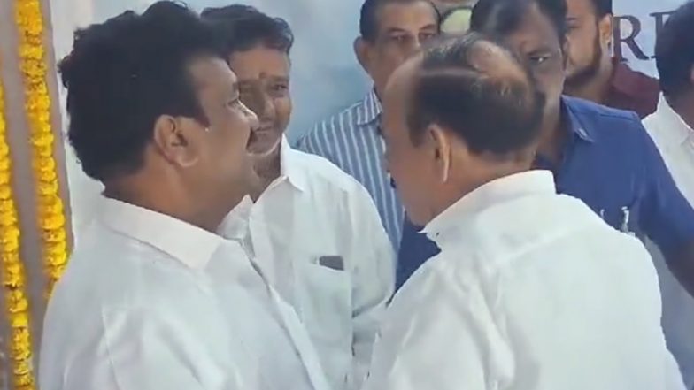 Mahmood Ali Slaps Security Officer Video: Telangana Home Minister Gets Angry Over Guard For Delay in Arranging Bouquet To Wish Minister Srinivas Yadhav On His Birthday