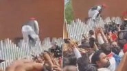 Akhilesh Yadav Jumps JPNIC Boundary Wall to Pay Tribute to Jayaprakash Narayan on His Birth Anniversary, Pics and Video Go Viral