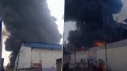 West Bengal Fire: Blaze Erupts At A Warehouse in Howrah, Fire Tenders Rushed to Spot (Watch Video)