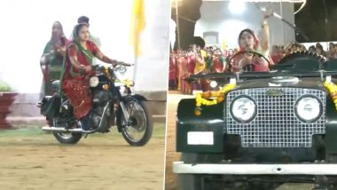 Navratri 2023: Women Perform ‘Garba’ on Two Wheelers With Swords in Hand in Rajkot, Video Surfaces