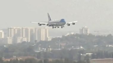 Israel-Palestine Conflict: US President Joe Biden Arrives in Tel Aviv in Aftermath of Gaza Hospital ‘Blast’ (Watch Video)