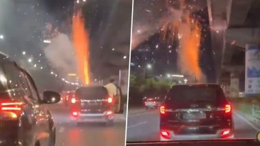 Gurugram: Viral Video Shows Firecrackers Bursting on Moving Car’s Roof on Golf Course Road, FIR Registered