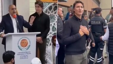 Justin Trudeau Booed by Crowd Outside Canada Mosque for Supporting Israel Amid Israel-Hamas War (Watch Video)