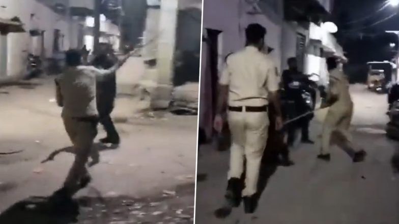 Hyderabad: Cop Brutally Thrashes Youth in Rasoolpura, AIMIM Demands Action After Viral Video Shows Police Constable Attacking Youngster With Stick