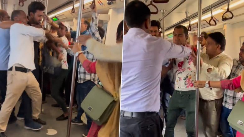 Delhi Metro Fight Video: Slaps, Punches Fly As Clash Erupts Between Passengers in Delhi Metro, Viral Video Surfaces