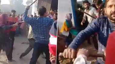 Uttar Pradesh: Abusive Argument Leads to Intense Fight Between Two Groups in Bareilly, Video Shows People Kicking and Punching Each Other