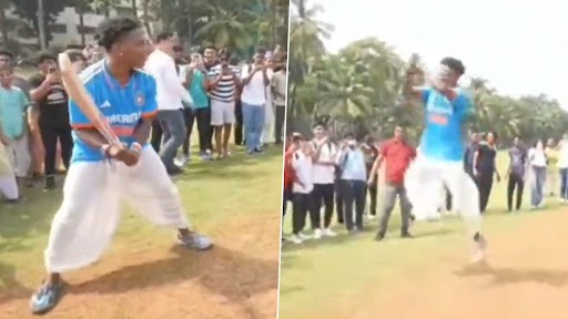 IShowSpeed Plays Cricket in ‘Dhoti’’, Pairs it With Virat Kohli Jersey As He Arrives in India to Attend IND vs PAK ICC World Cup 2023 Match (Watch Video)