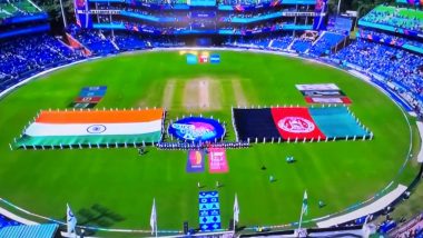 India, Afghanistan Players Observe a Moment of Silence in Honour of Afghanistan Earthquake Victims at the Start of IND vs AFG ICC Cricket World Cup 2023 Match (Watch Video)