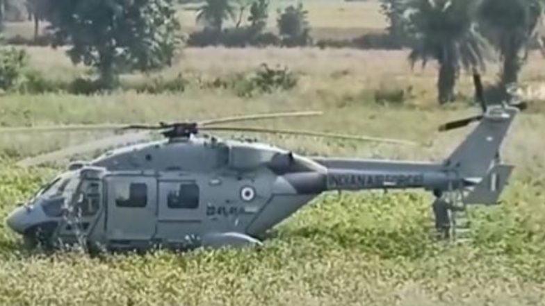 Madhya Pradesh: Indian Air Force Helicopter Dhruv Makes Precautionary Landing Near Bhopal Due to Technical Glitch (Watch Video)