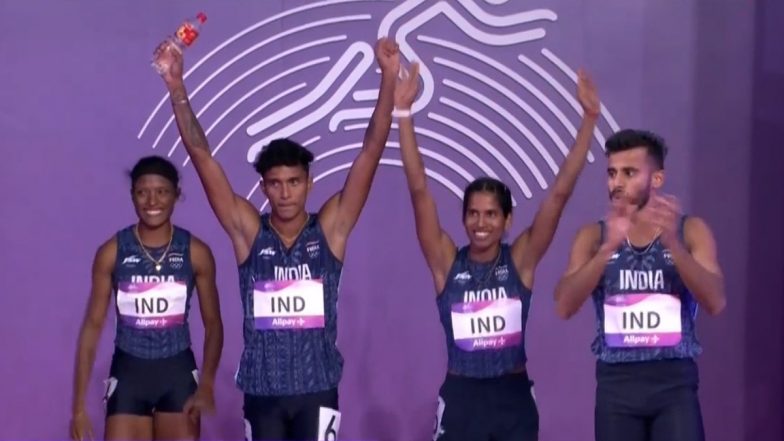 India Wins Silver Medal in 4x400m Relay Mixed Team Event at Asian Games 2023 After Sri Lanka Gets Disqualified Due to Lane Infringement